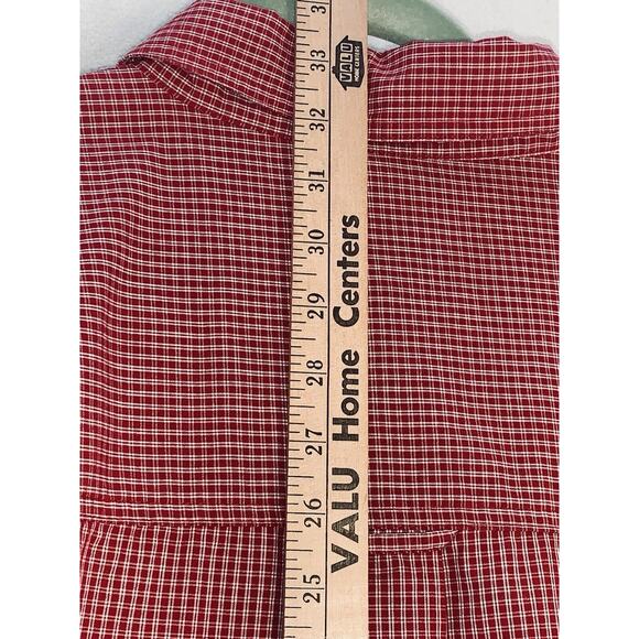 Chaps Shirt 2XL Red and White Check Pocket Button Down Long Sleeve Mens Crest - Picture 8 of 12